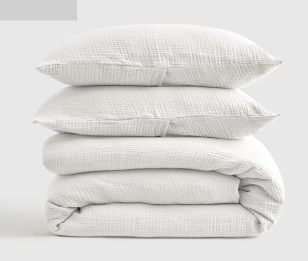 Quince Duvet Cover + Shams  KING Cotton Airy Gauze WHITE  100% Organic NEW